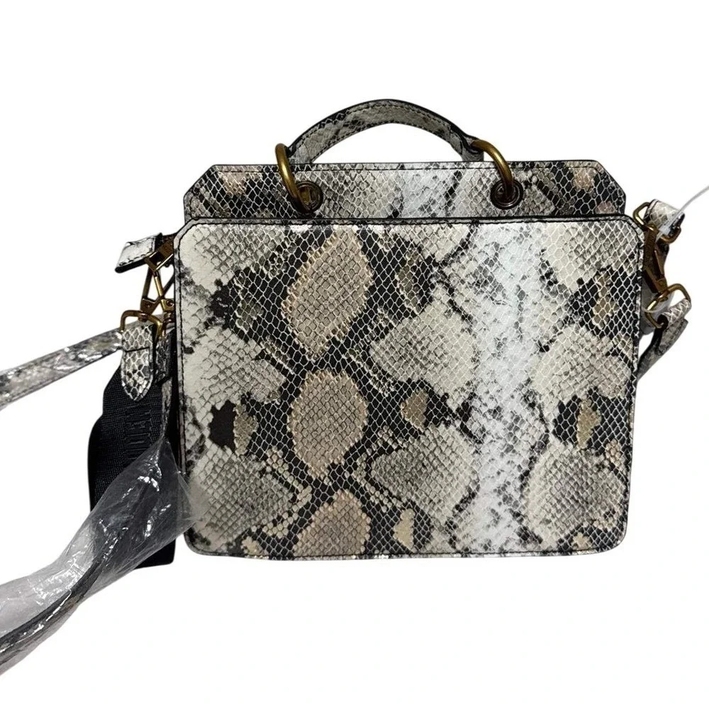 Steve Madden Snakeskin Crossbody Bag with Coin Purse Gray Black Gold Hardware
